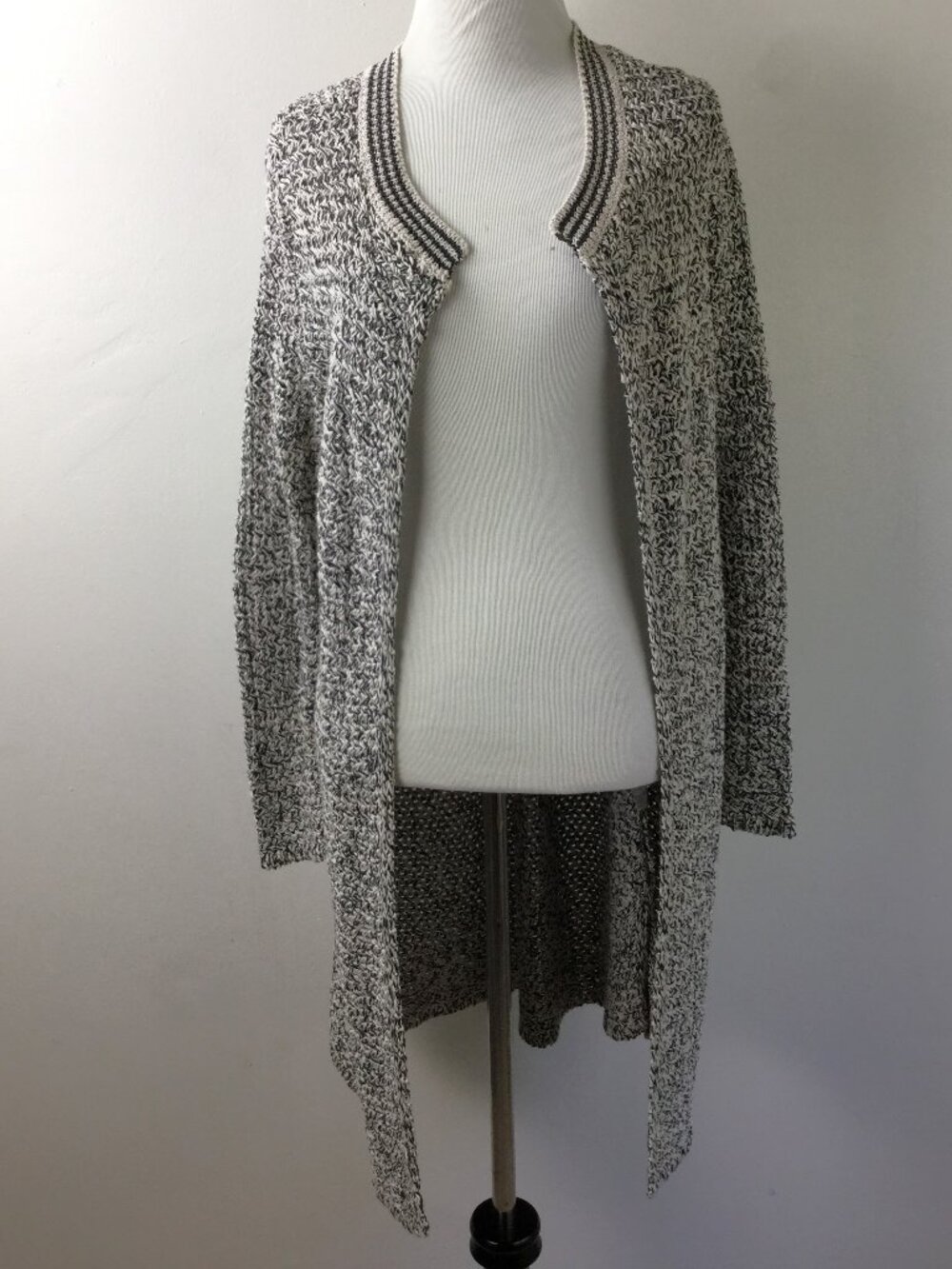 Eileen Fisher Open Front Organic Cotton Long Cardigan m
